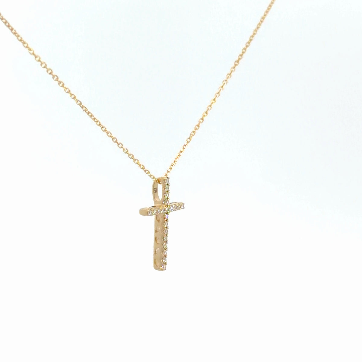 14k Yellow Gold Diamond Cross 1/8cttw