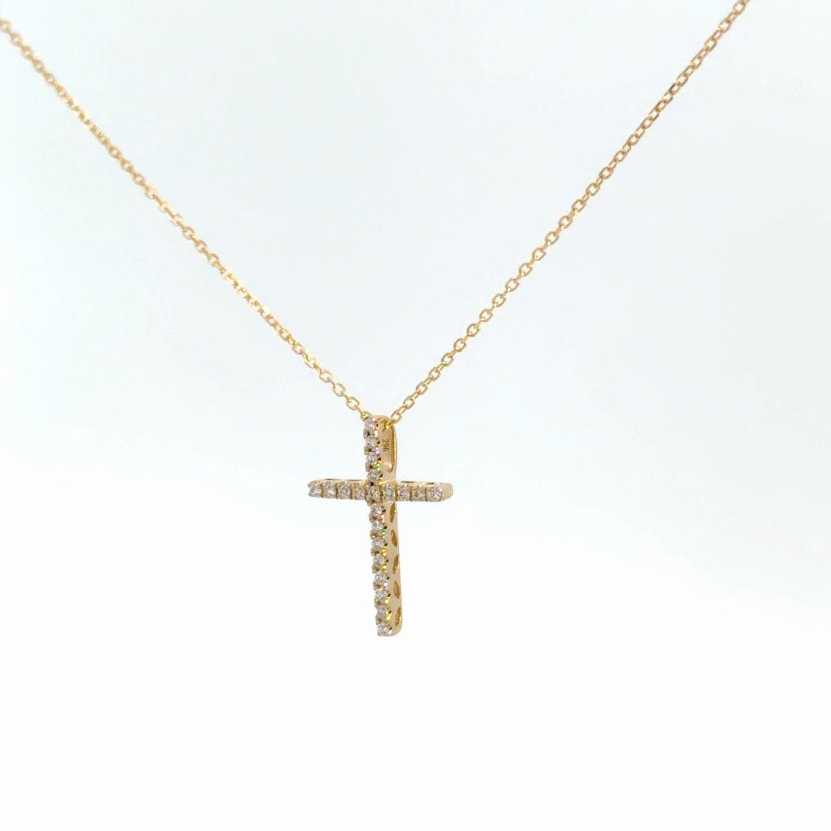 14k Yellow Gold Diamond Cross 1/8cttw