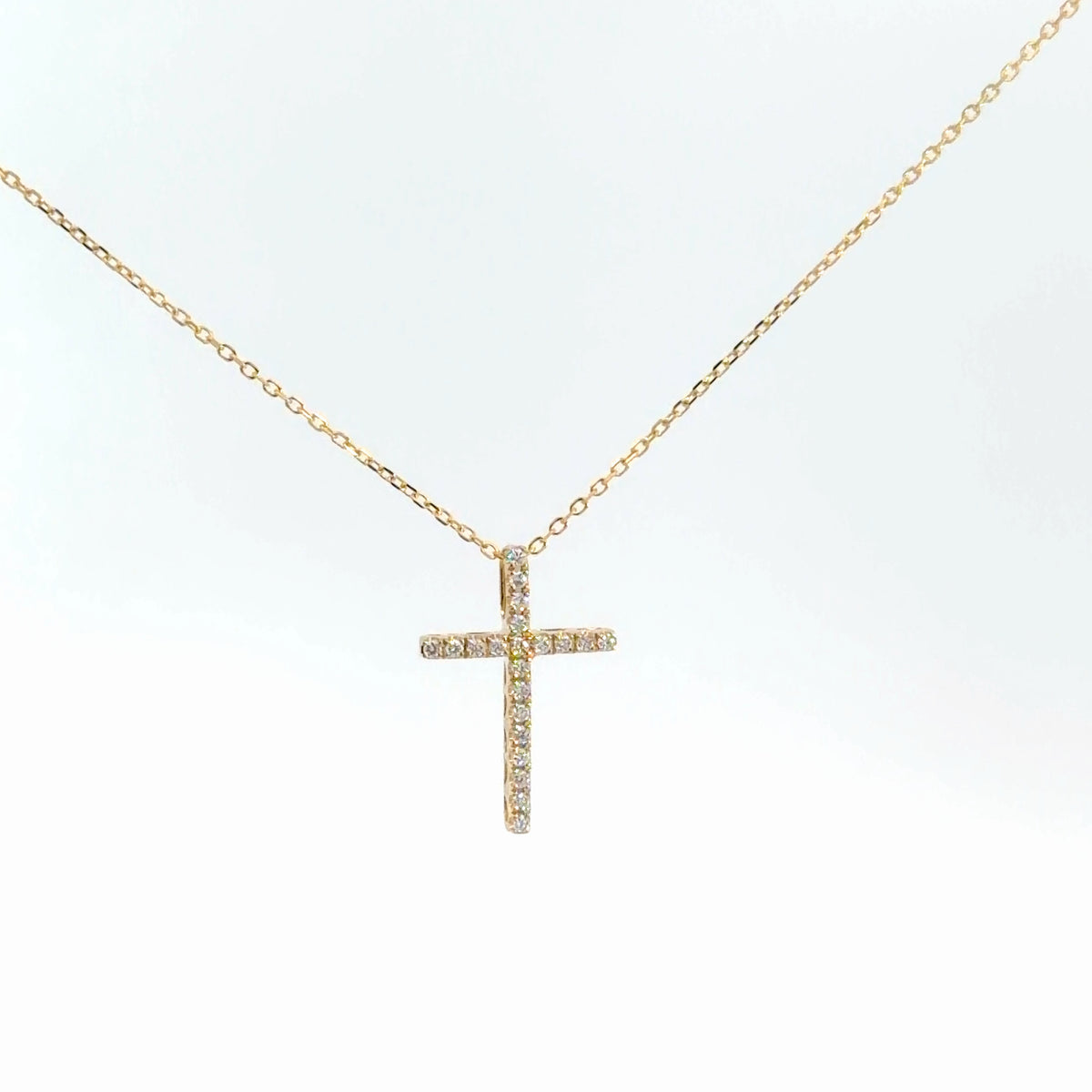 14k Yellow Gold Diamond Cross 1/8cttw