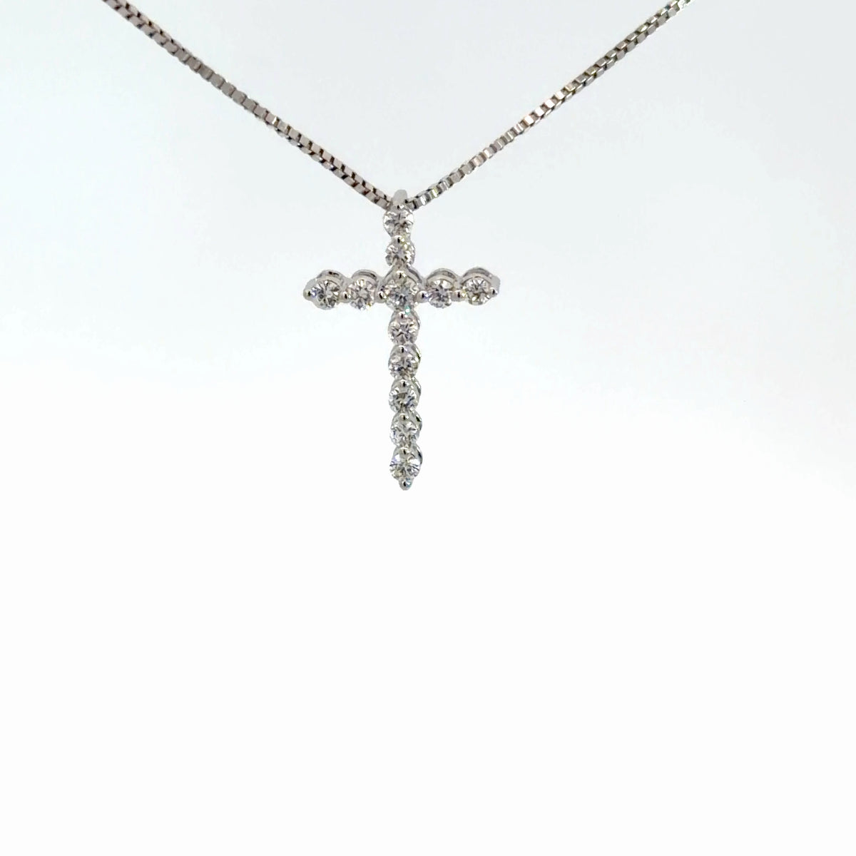 14k White Gold Diamond Cross 1/4cttw