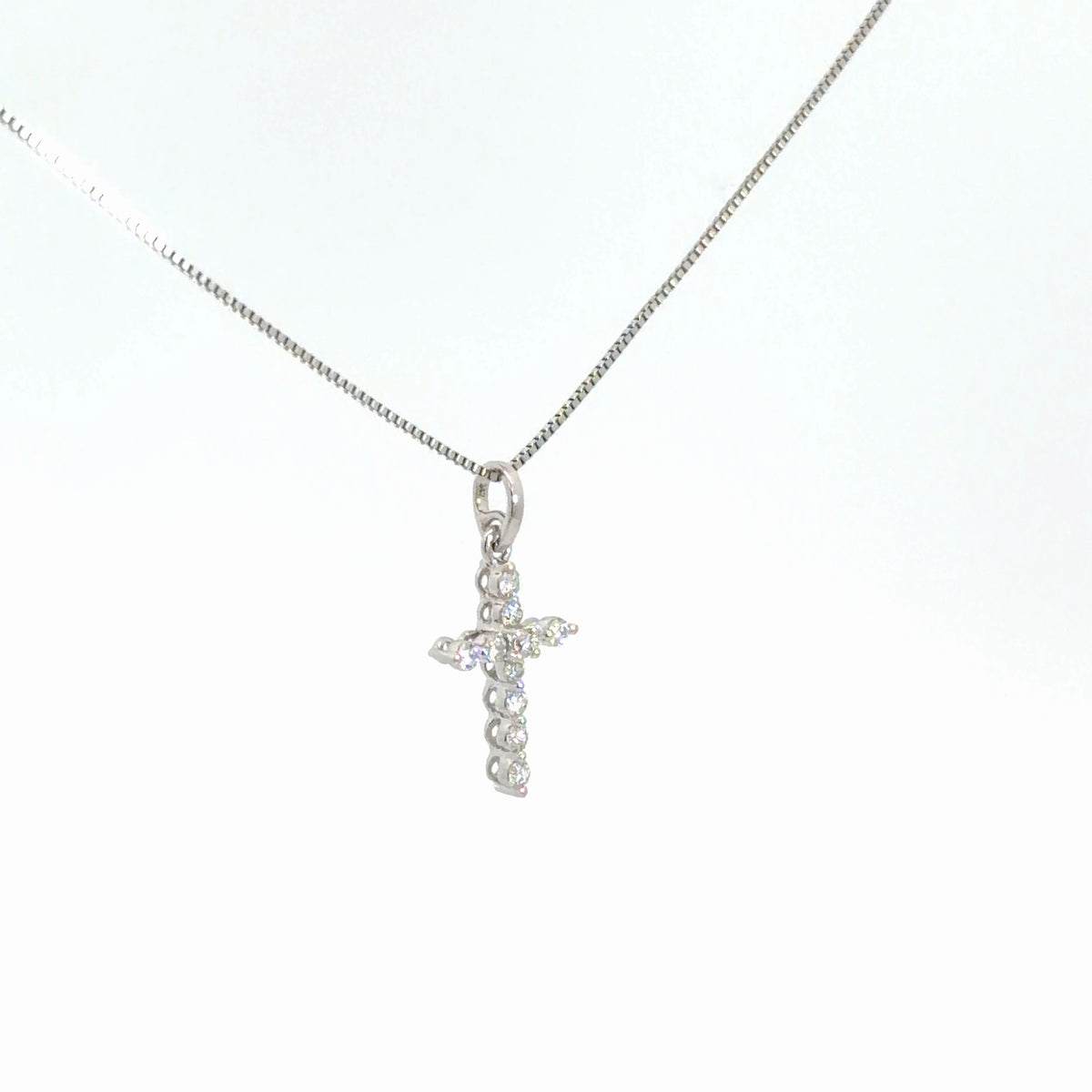 14k White Gold Diamond Cross 1/5cttw