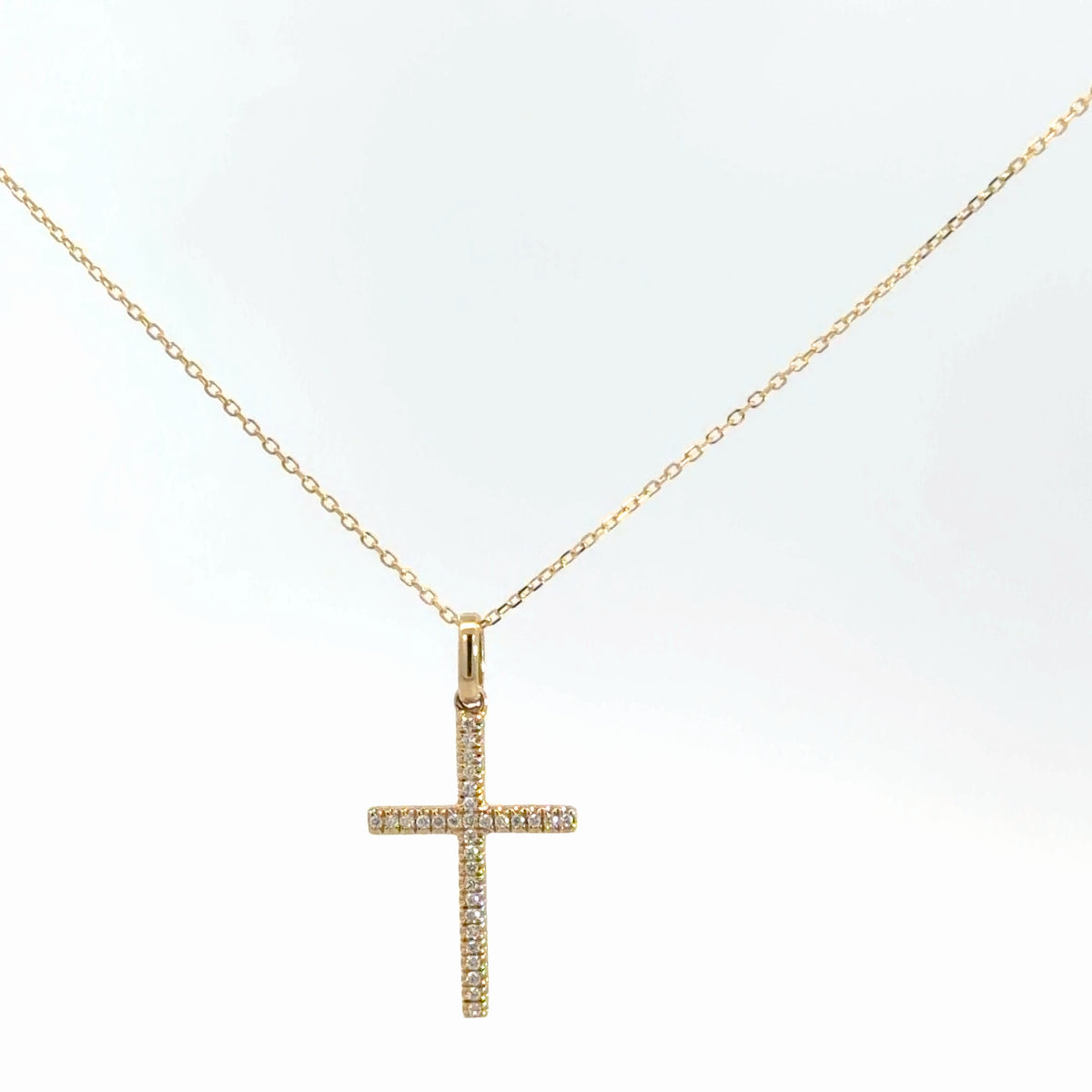 14k Yellow Gold Diamond Cross 1/10cttw