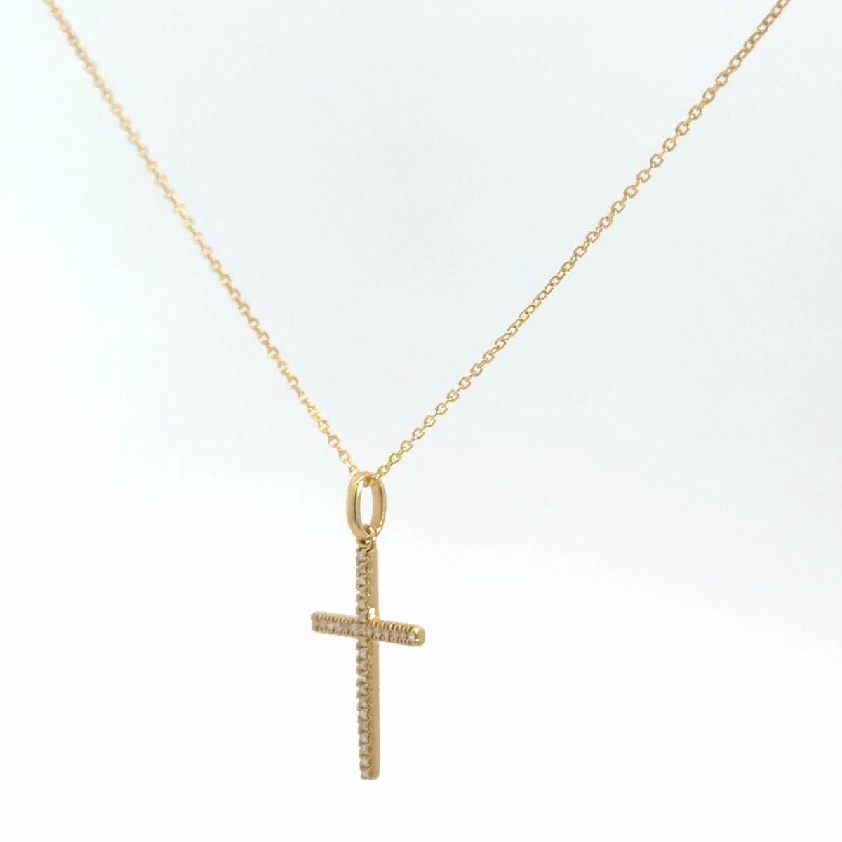 14k Yellow Gold Diamond Cross 1/10cttw