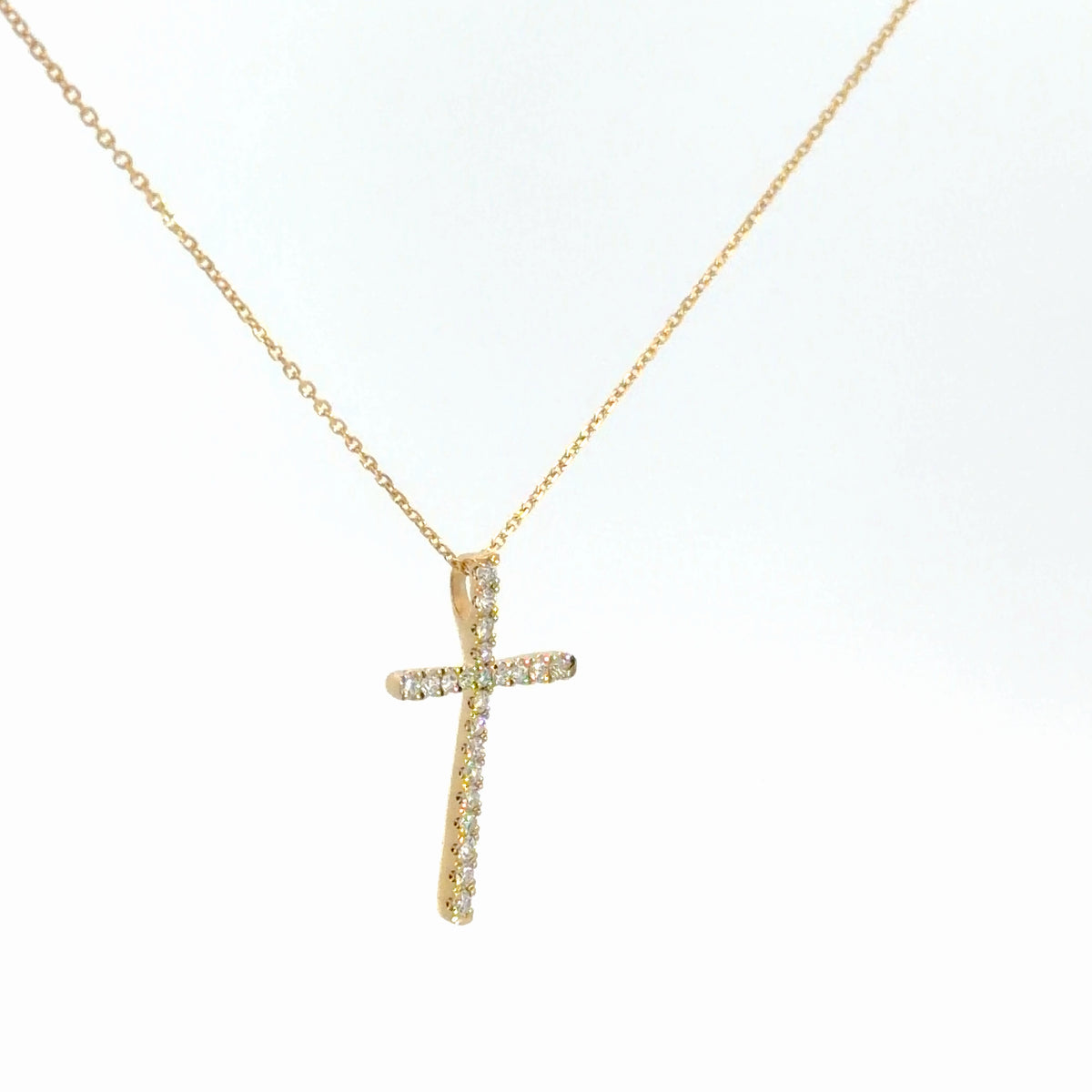 14k Yellow Gold Diamond Cross 1/4cttw