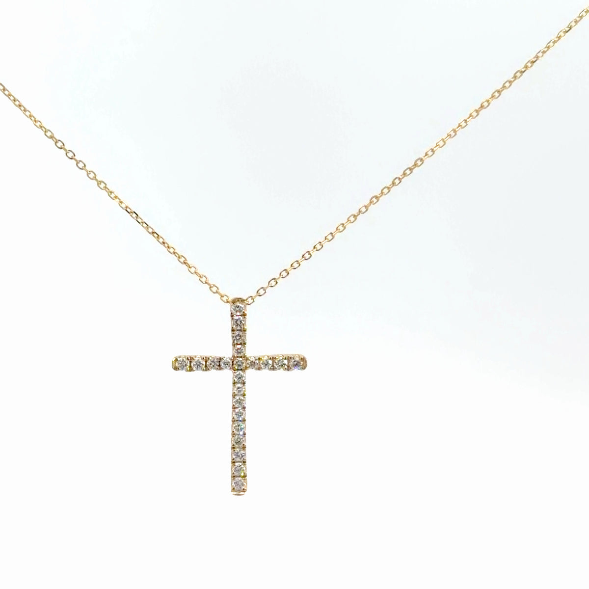14k Yellow Gold Diamond Cross 1/4cttw
