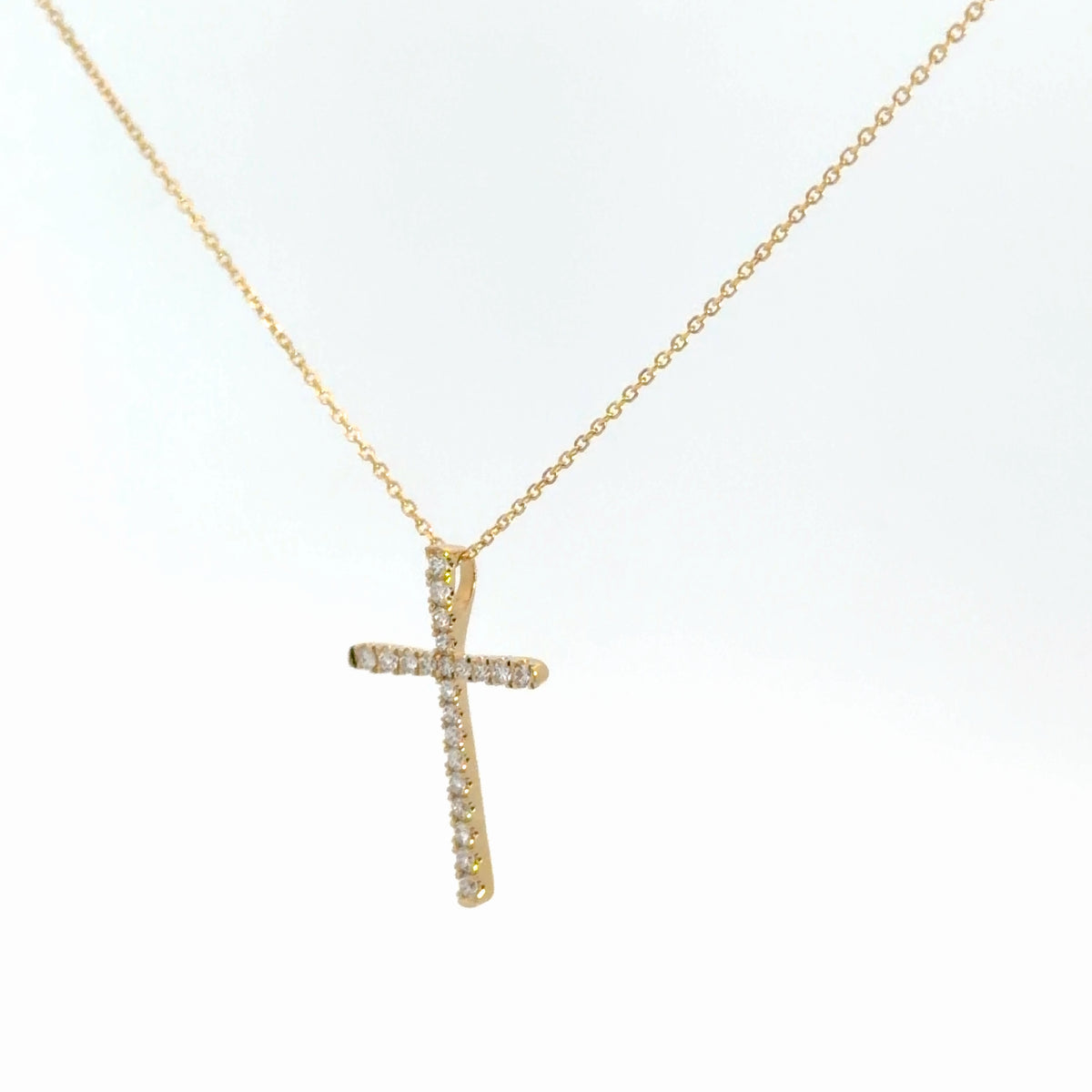 14k Yellow Gold Diamond Cross 1/4cttw