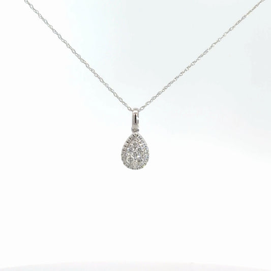 14k White Gold Diamond Cluster Pendant 1/4cttw