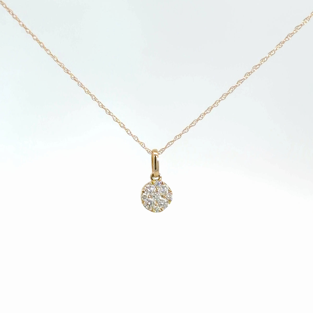 14k Yellow Gold Diamond Cluster Pendant 1/4cttw
