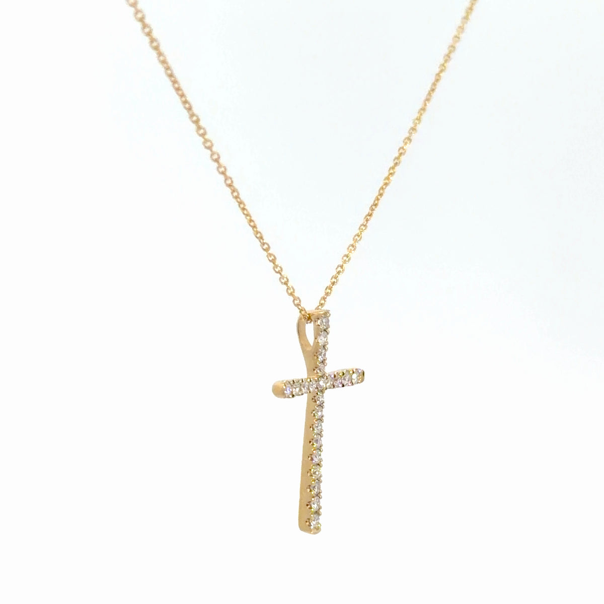 14k Yellow Gold Diamond Cross 1/4cttw