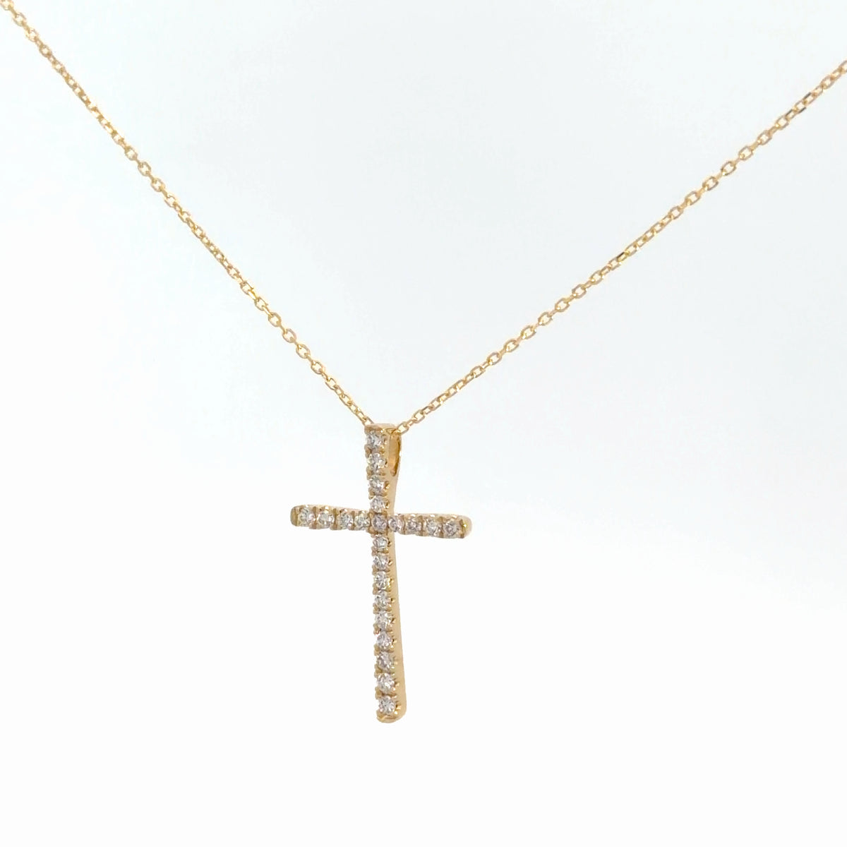 14k Yellow Gold Diamond Cross 1/4cttw
