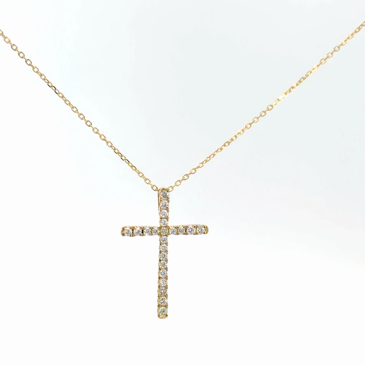 14k Yellow Gold Diamond Cross 1/4cttw