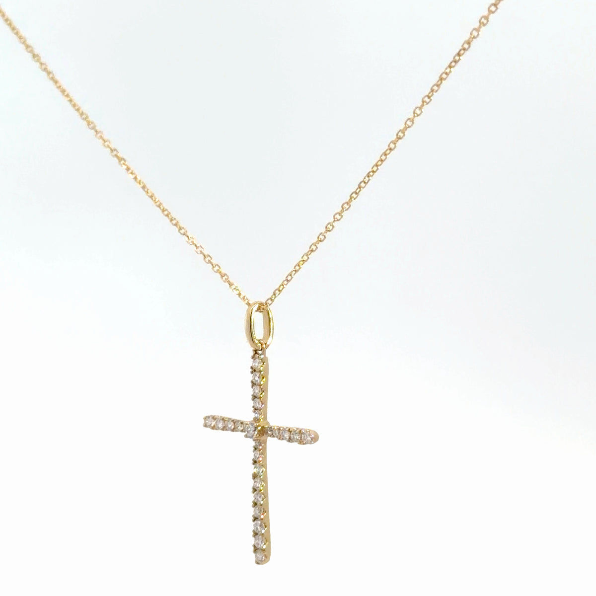 14k Yellow Gold Diamond Cross