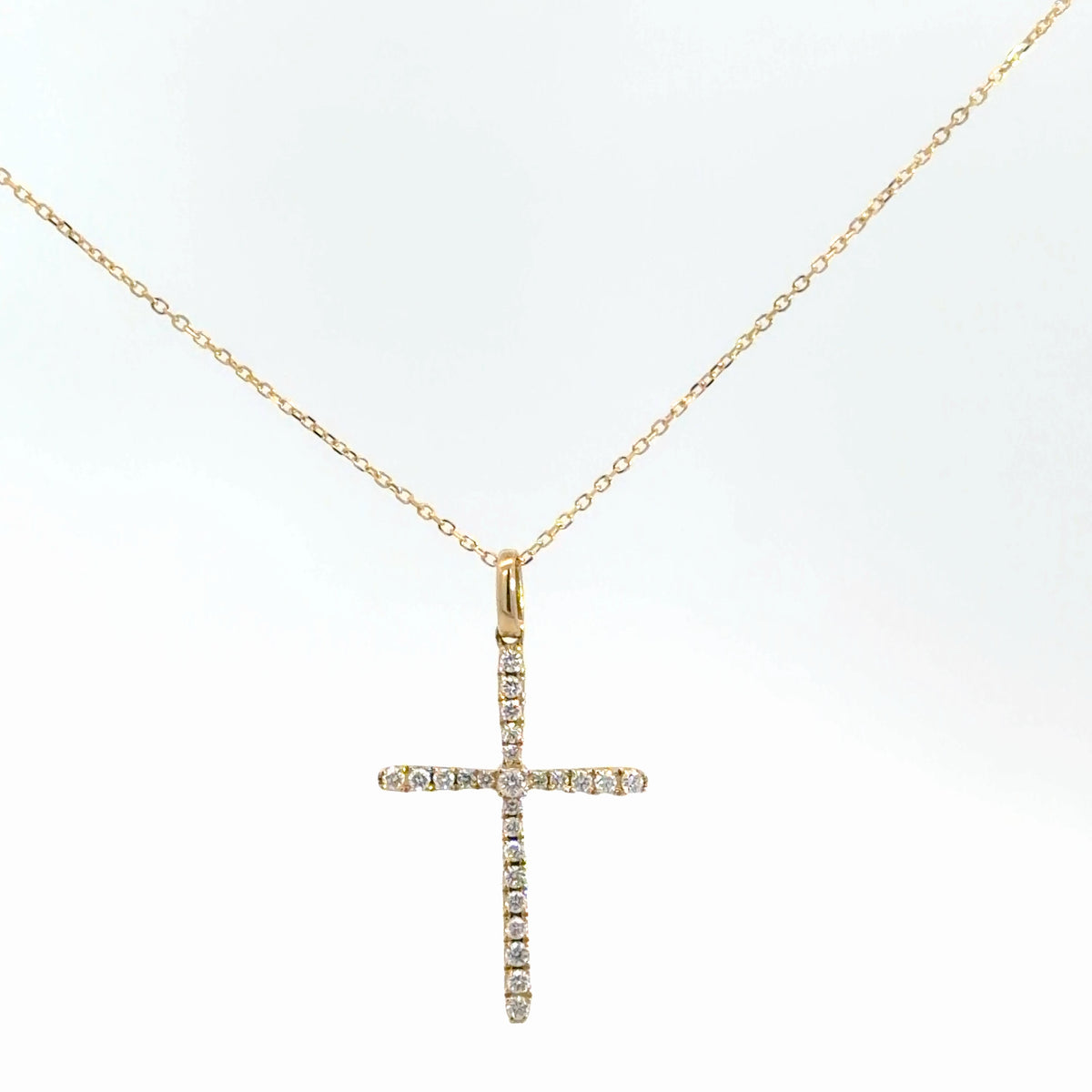 14k Yellow Gold Diamond Cross