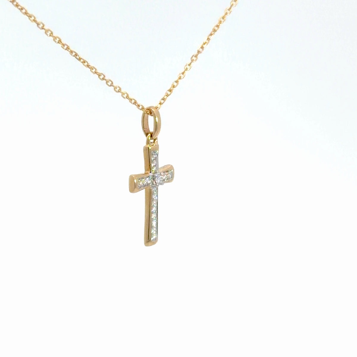 14k Yellow Gold Diamond Cross .07cttw