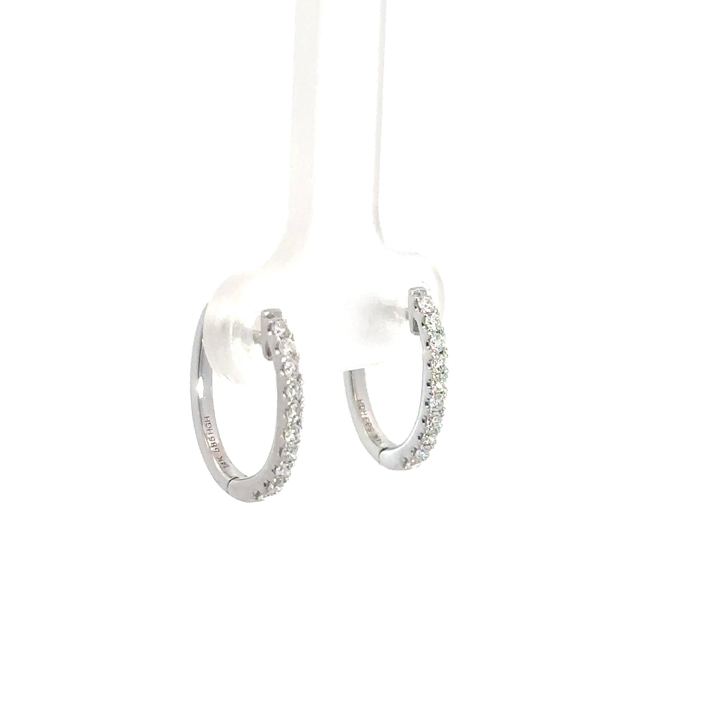 14k White Gold Diamond Huggies 1/5cttw