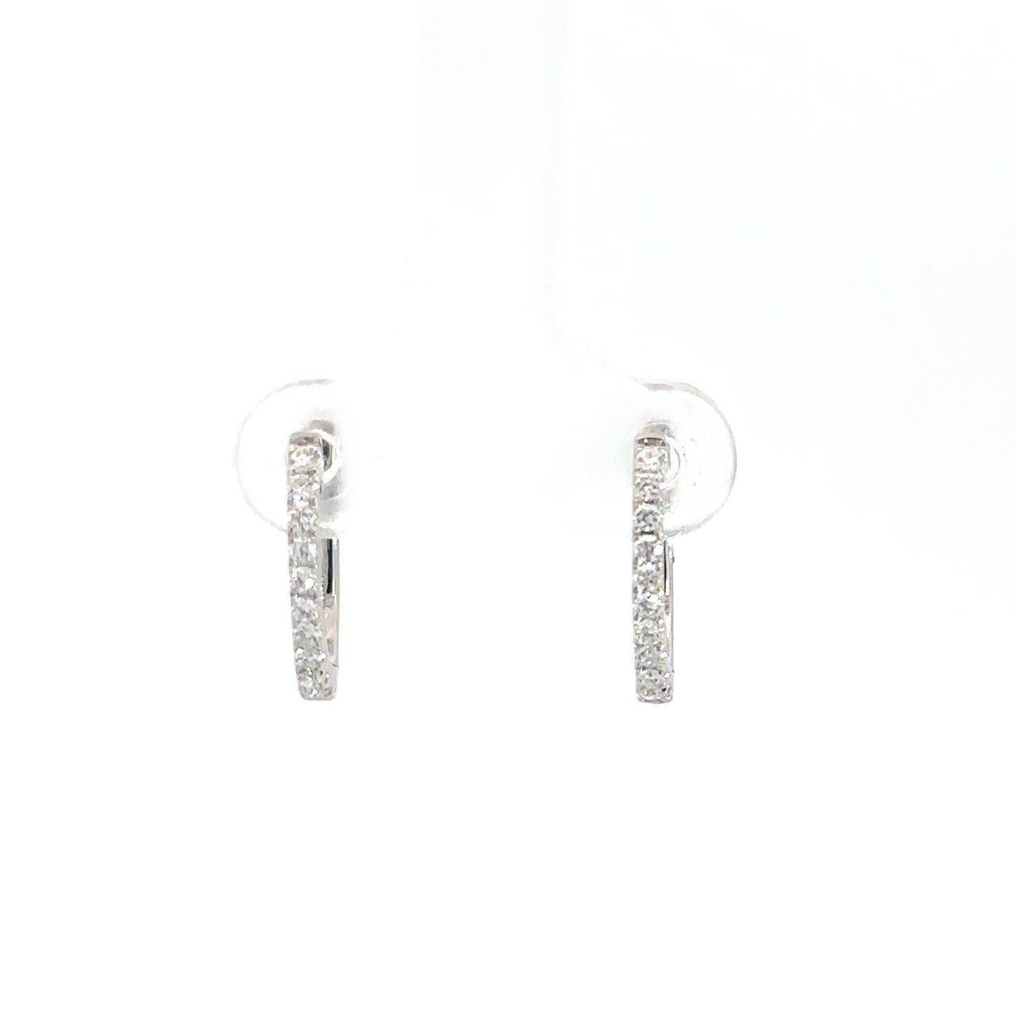 14k White Gold Diamond Huggies 1/5cttw