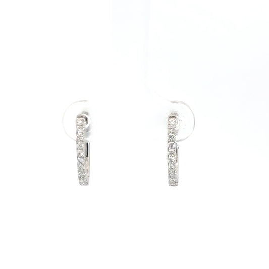 14k White Gold Diamond Huggies 1/5cttw