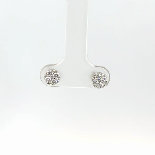 14k White Gold Diamond Cluster Earrings 1/3cttw