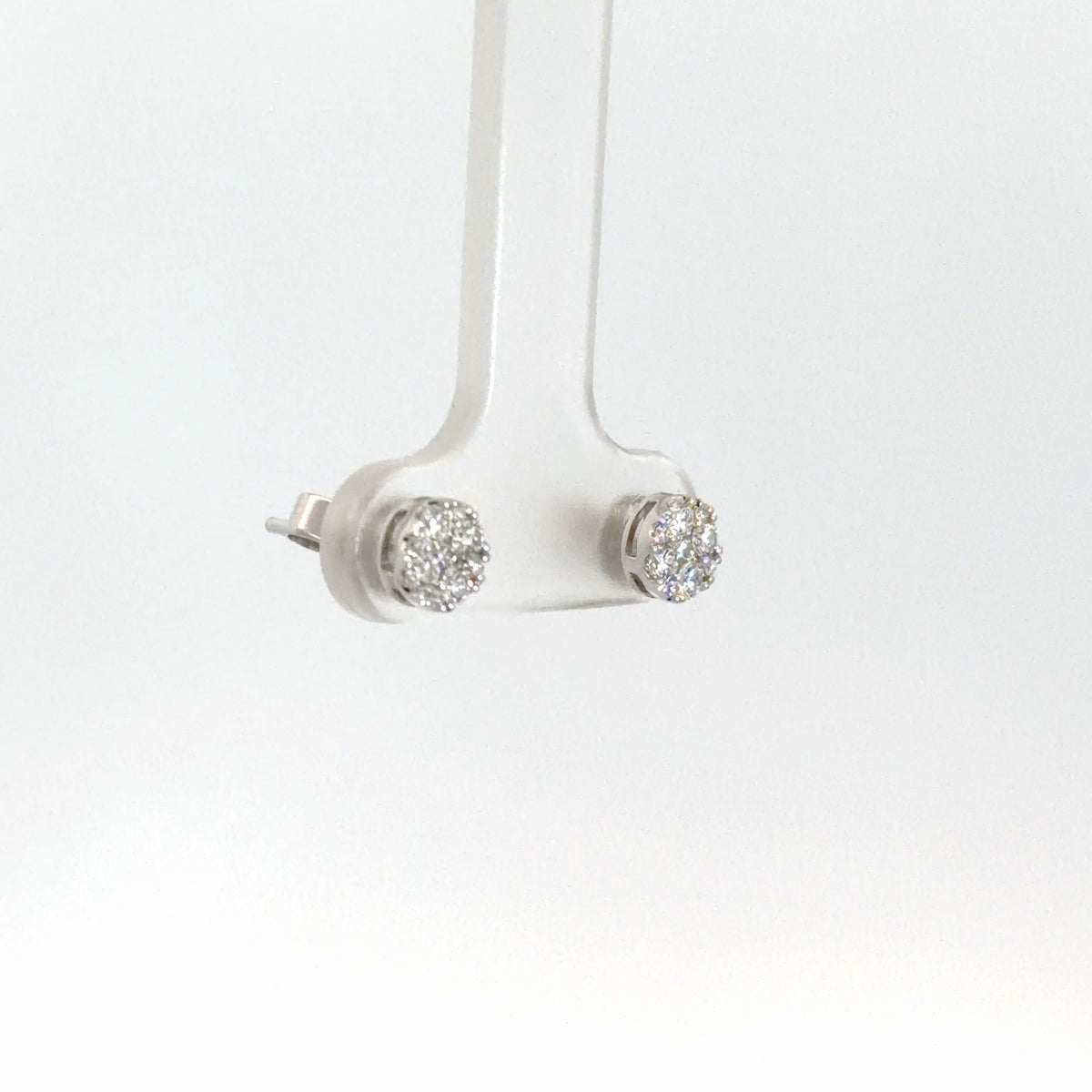 14k White Gold Diamond Cluster Earrings 1/3cttw