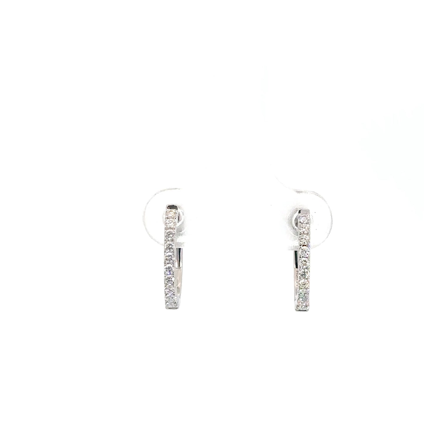 14k White Gold Diamond Huggies 1/5cttw
