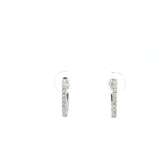 14k White Gold Diamond Huggies 1/5cttw