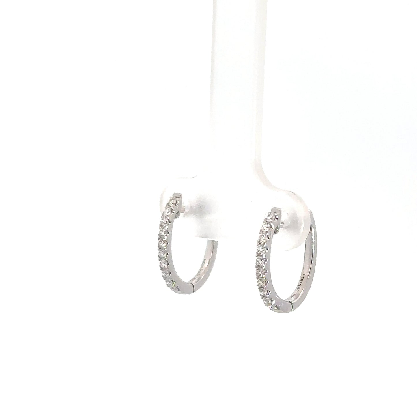 14k White Gold Diamond Huggies 1/5cttw