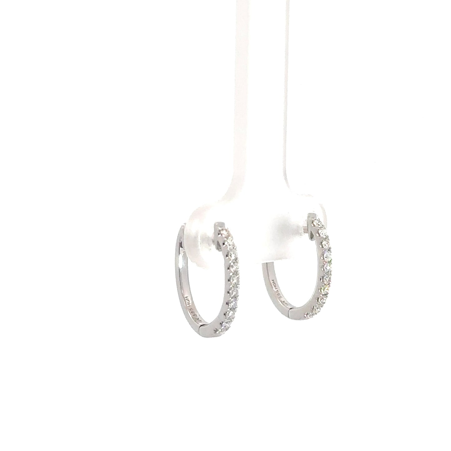 14k White Gold Diamond Huggies 1/5cttw
