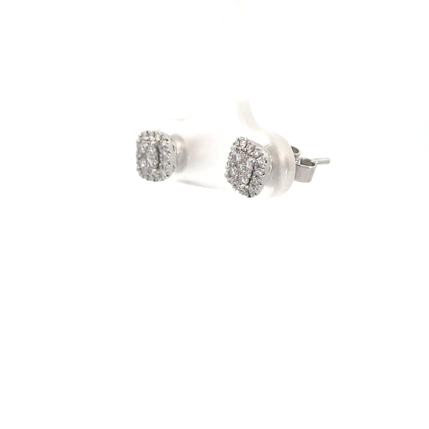 14k White Gold Diamond Cluster Earrings .25cttw