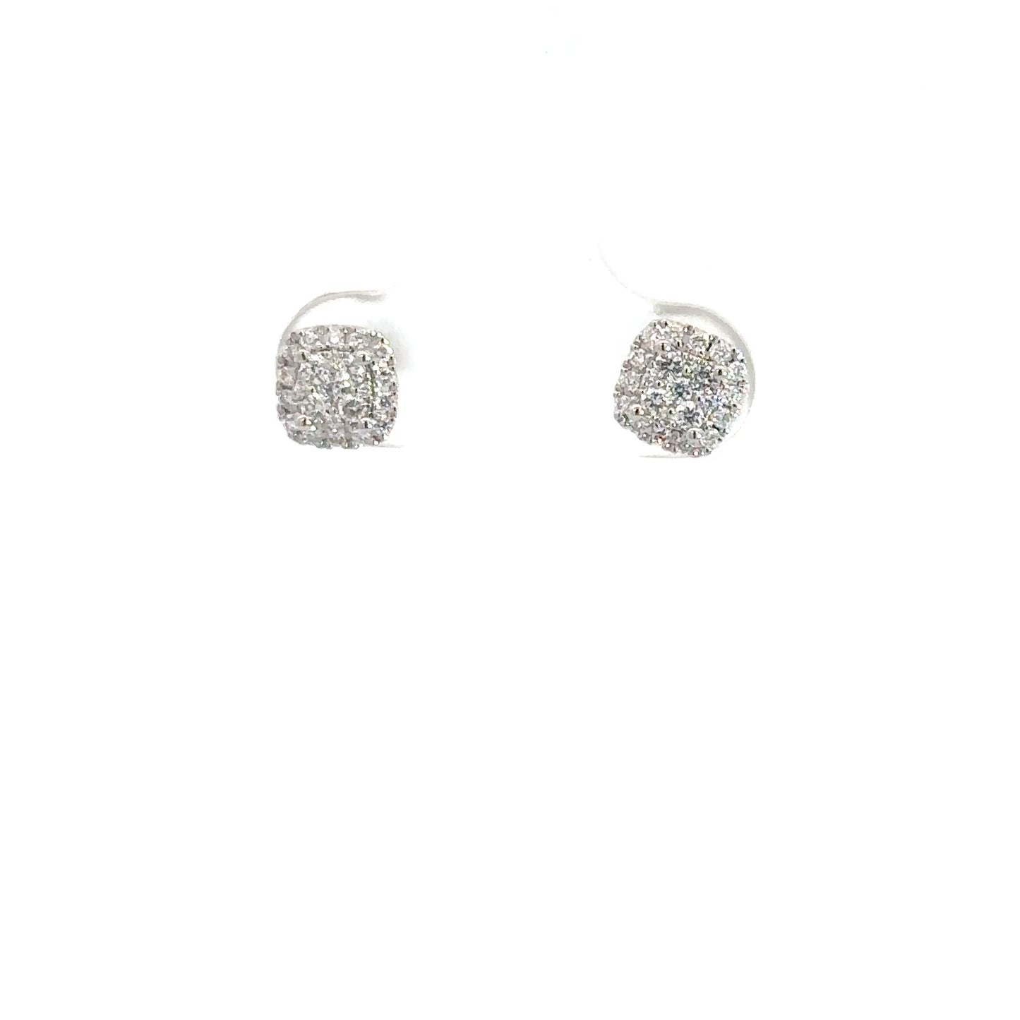 14k White Gold Diamond Cluster Earrings .25cttw