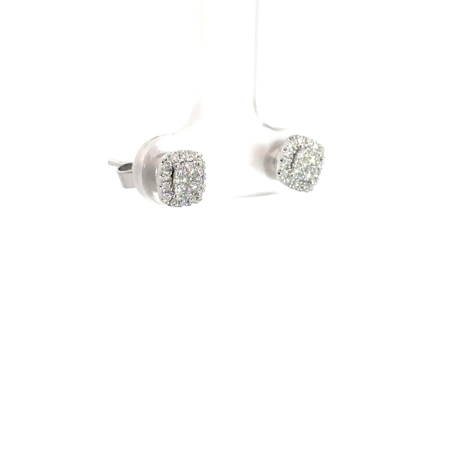 14k White Gold Diamond Cluster Earrings .25cttw