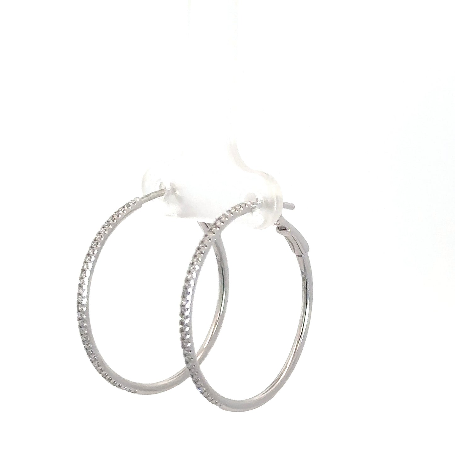 14k White Gold Diamond Hoops 1/4cttw