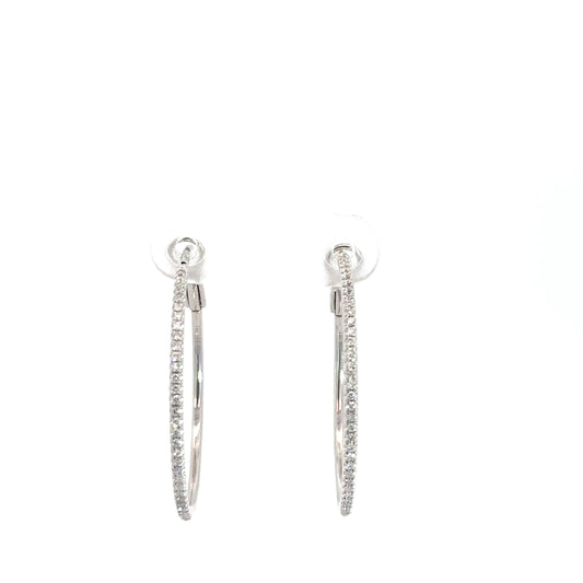 14k White Gold Diamond Hoops 1/4cttw