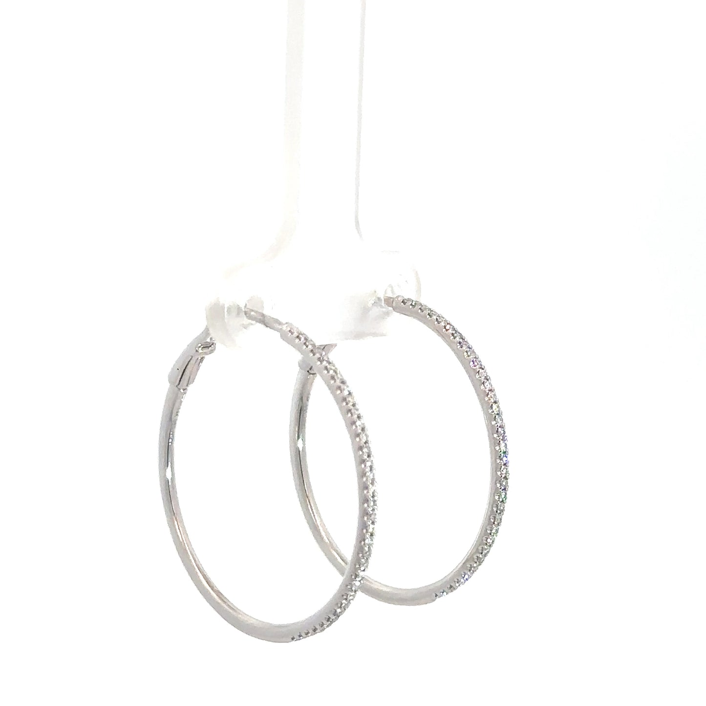 14k White Gold Diamond Hoops 1/4cttw