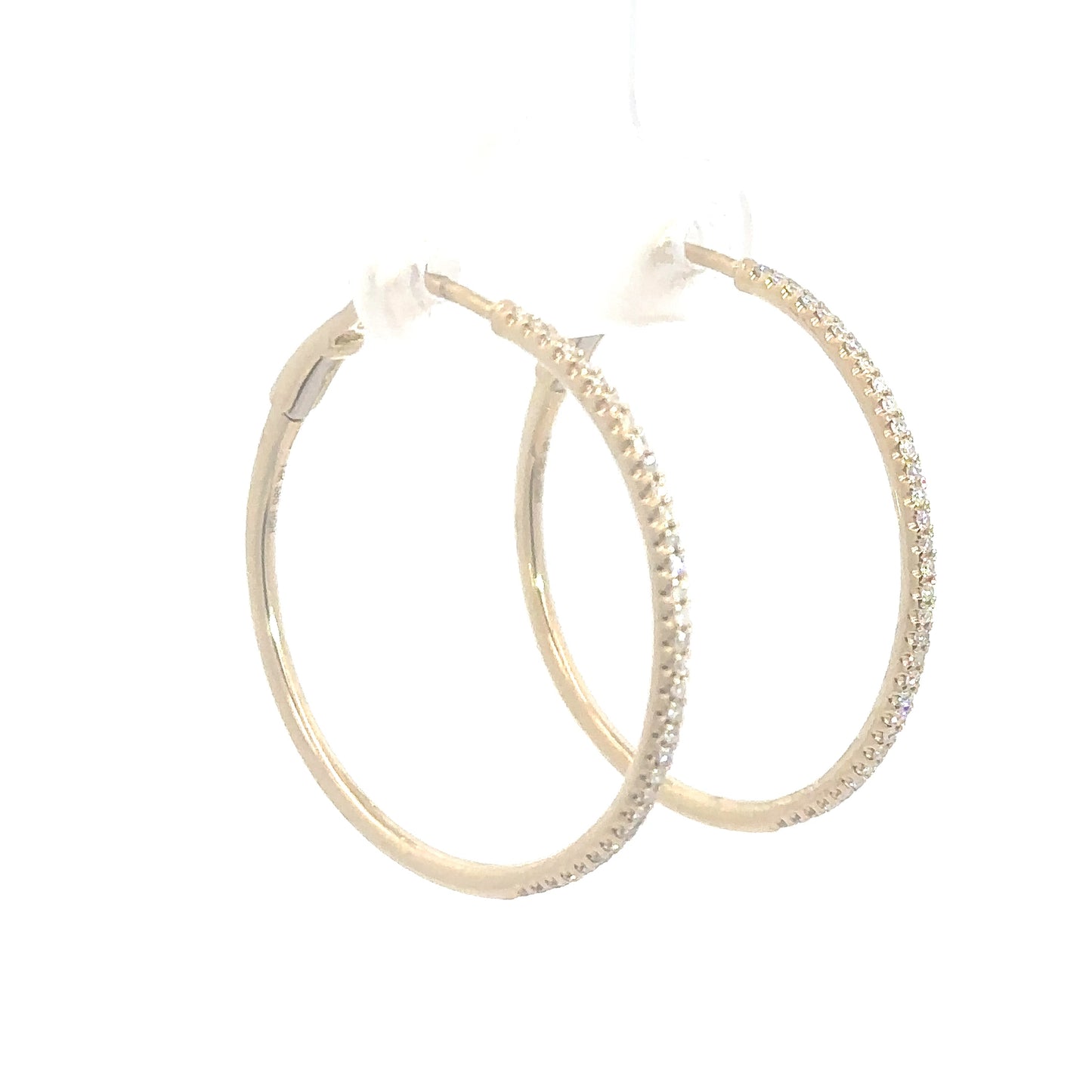 14k Yellow Gold Diamond Hoops 1/4cttw