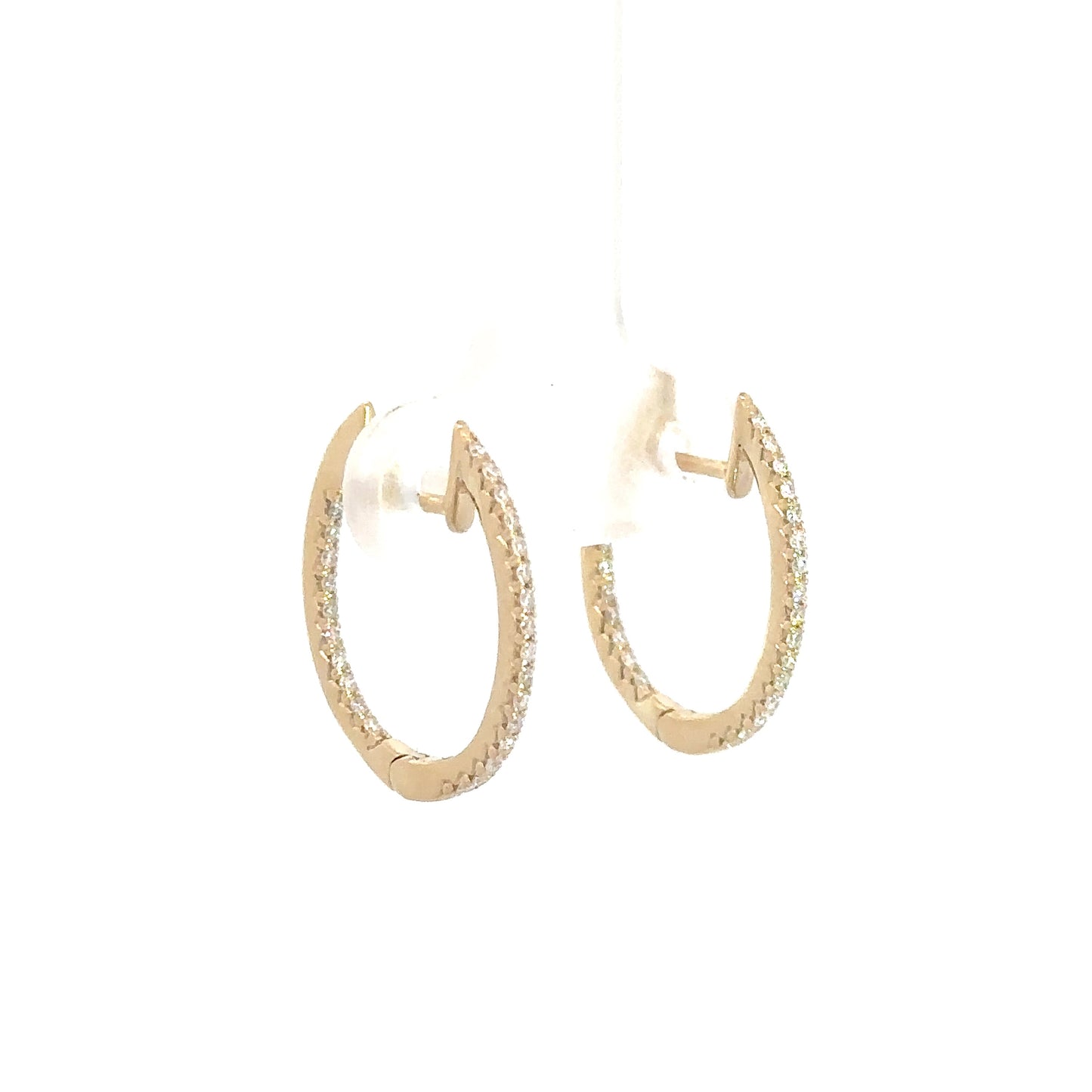 14k Yellow Gold Diamond In/Out Hoops 1/4cttw