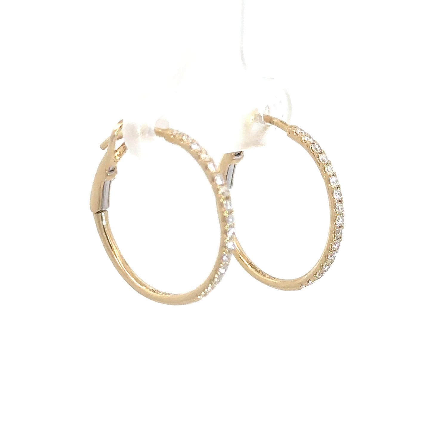 14k Yellow Gold Diamond Hoops 1/4cttw