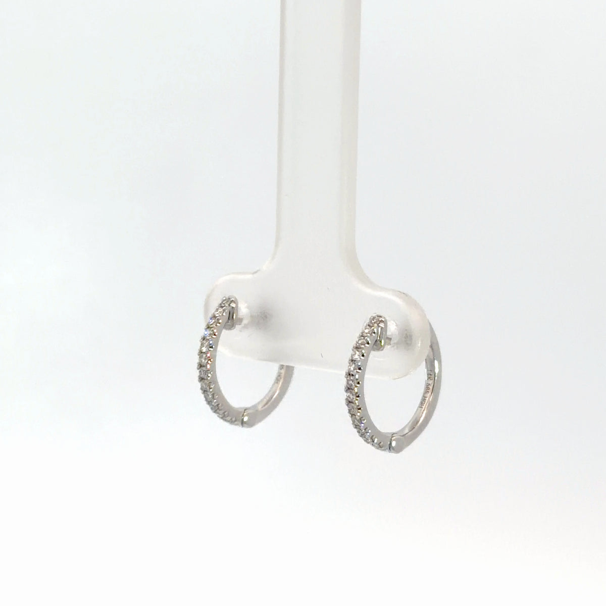 14k White Gold Diamond Hoops 1/8cttw