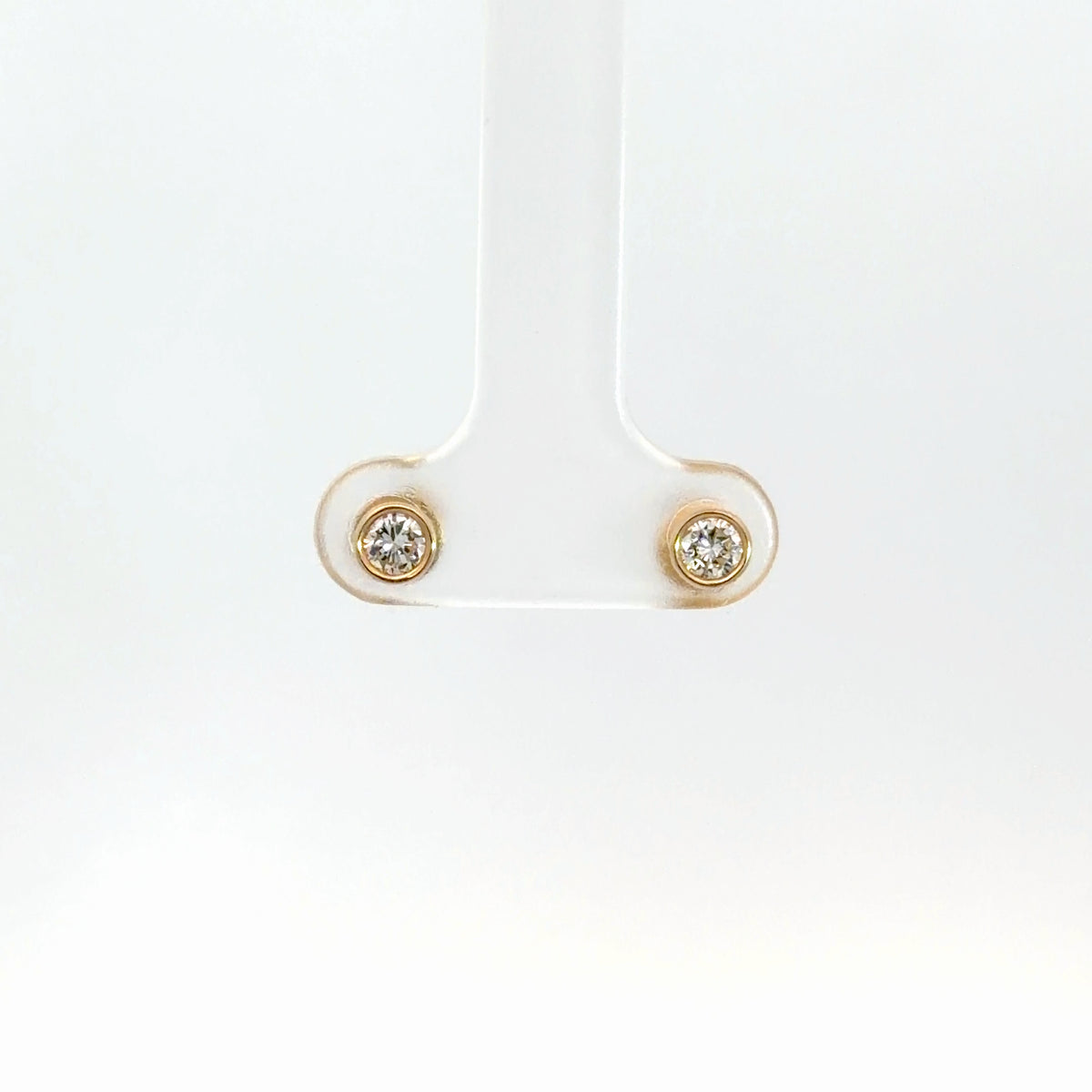 14k Yellow Gold Diamond Bezel Set Earrings .32cttw