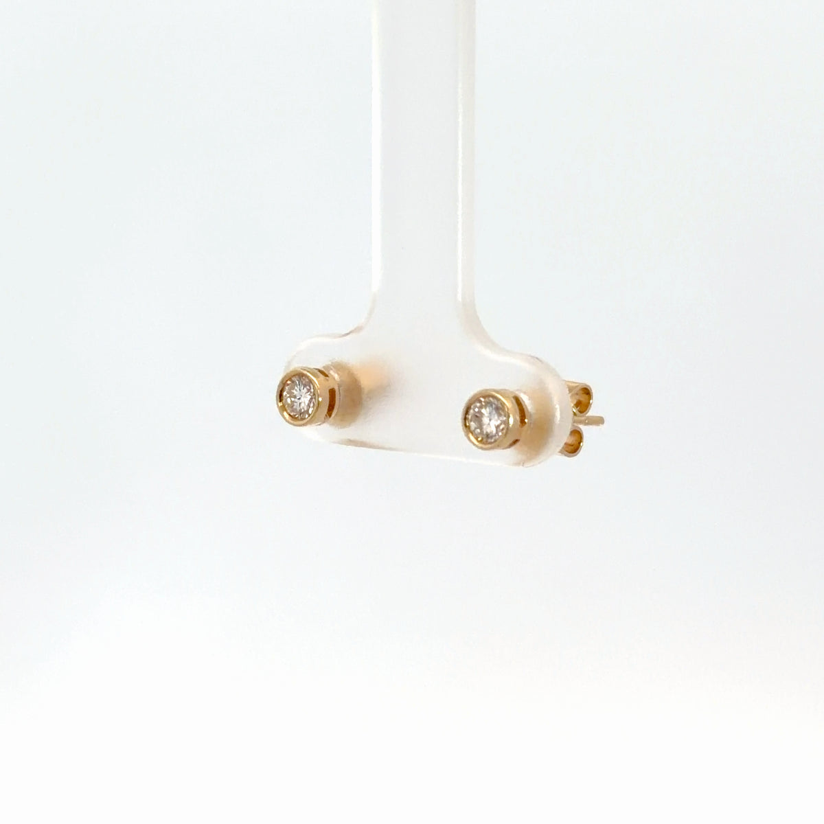 14k Yellow Gold Diamond Bezel Set Earrings .32cttw