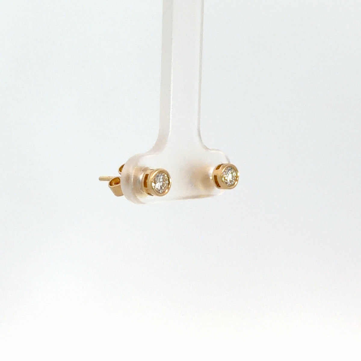 14k Yellow Gold Diamond Bezel Set Earrings .32cttw