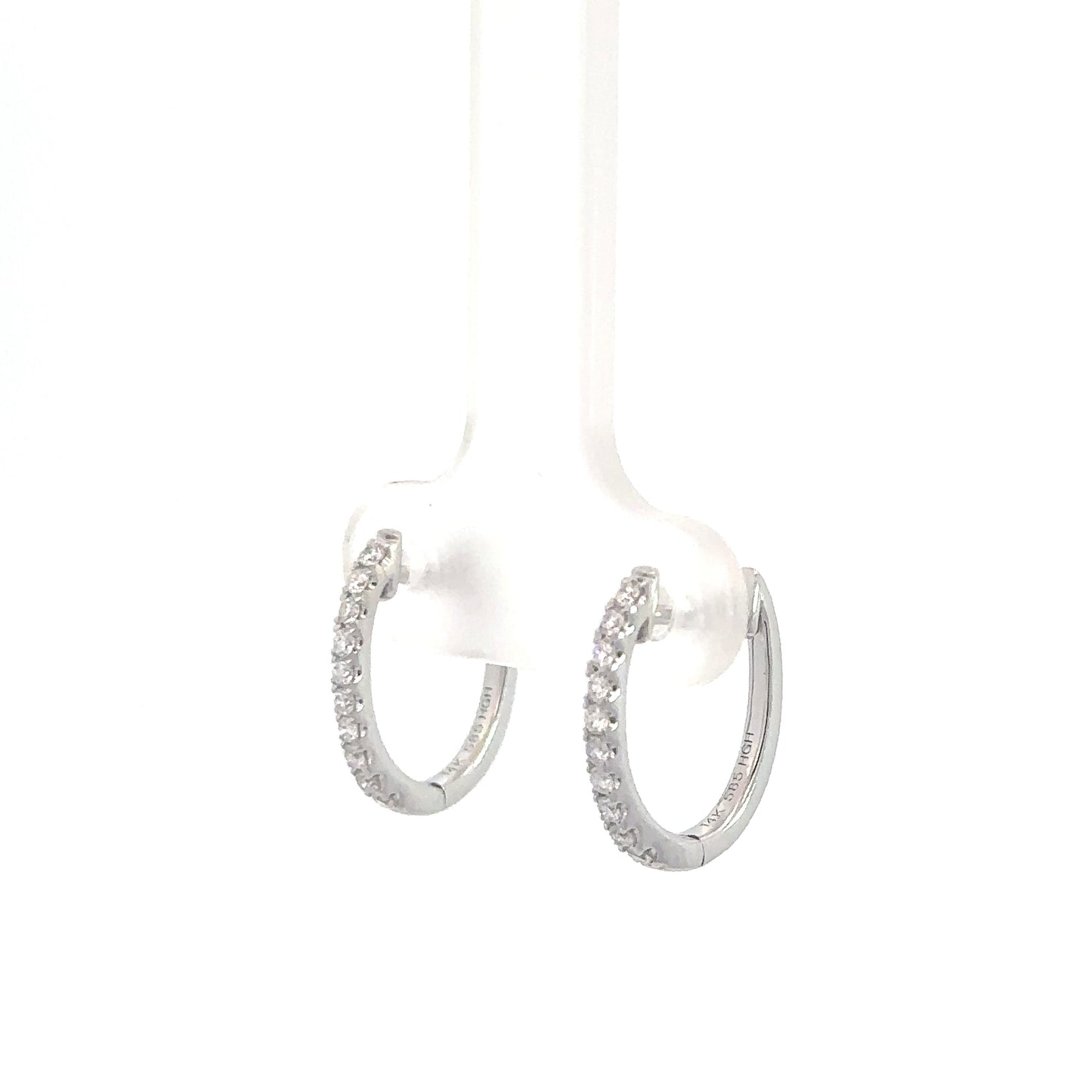 14k White Gold Diamond Huggies 1/5cttw