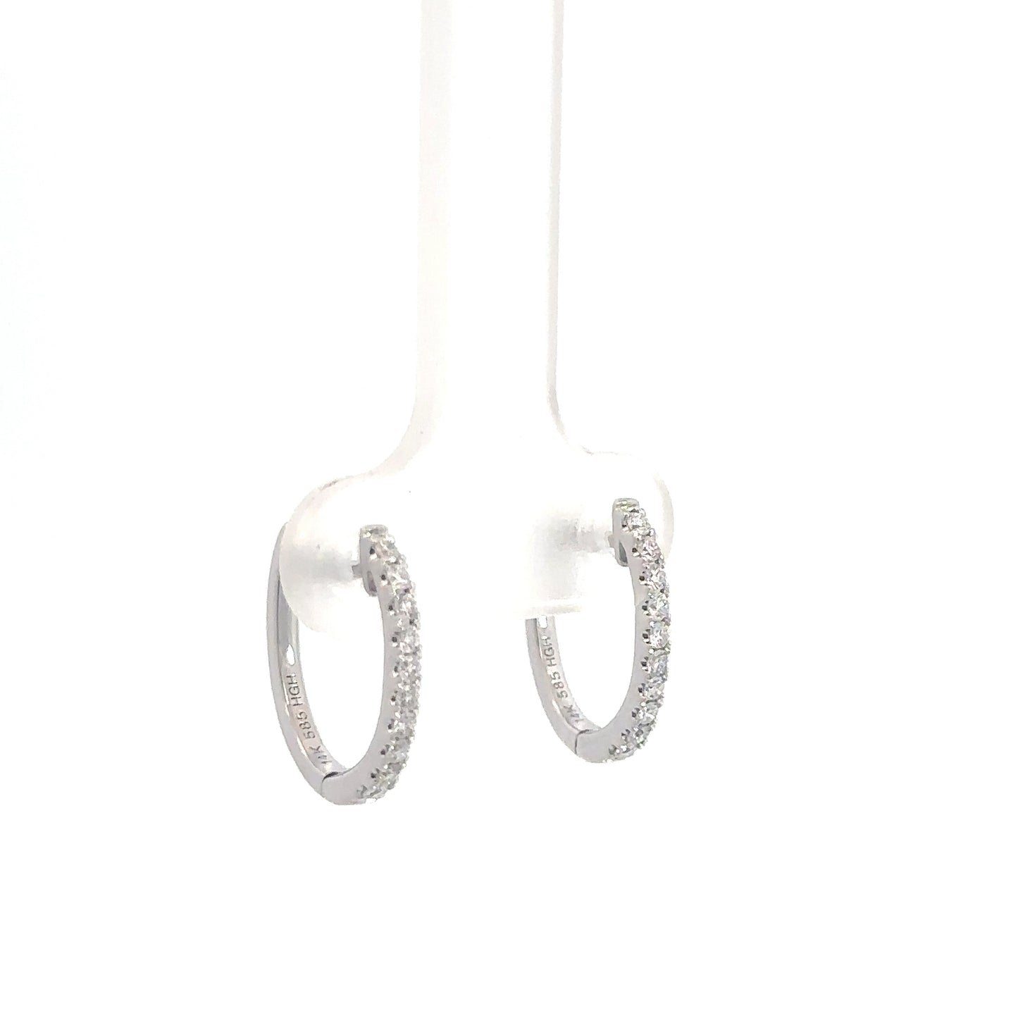 14k White Gold Diamond Huggies 1/5cttw