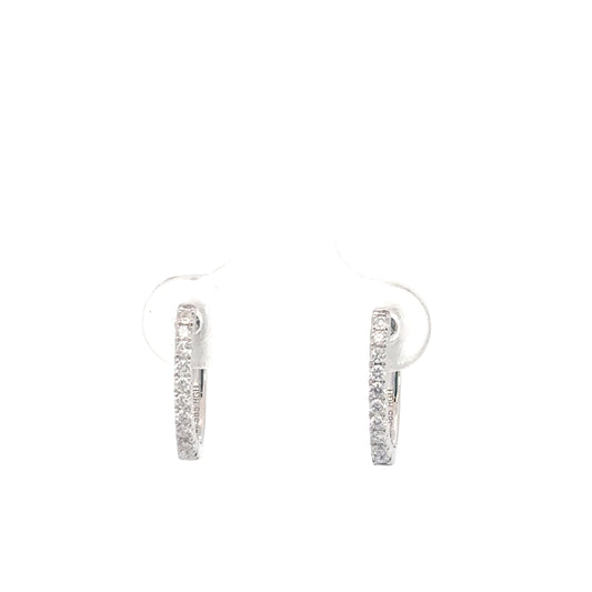 14k White Gold Diamond Huggies 1/5cttw