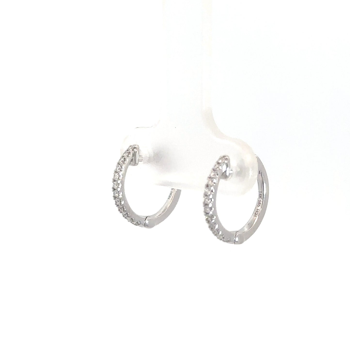 14k White Gold Diamond Hoops 1/8cttw