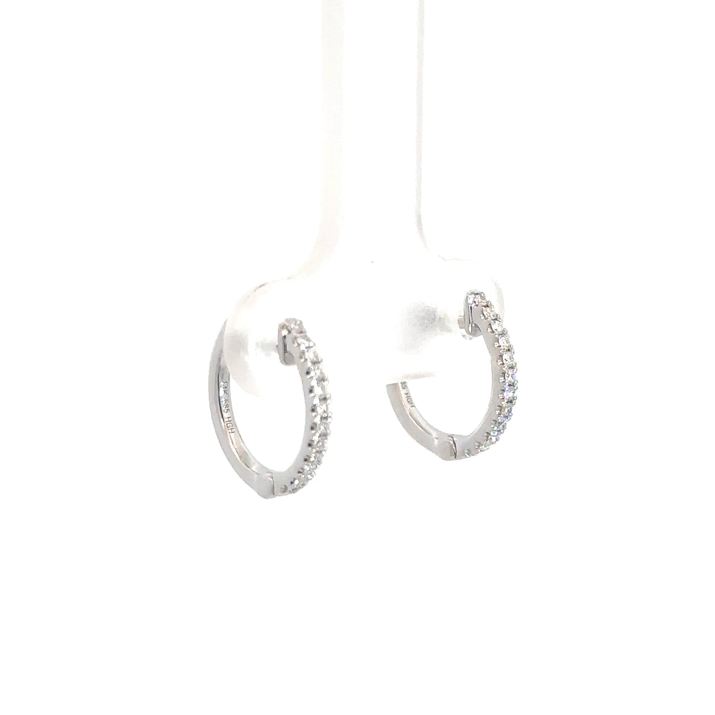 14k White Gold Diamond Hoops 1/8cttw