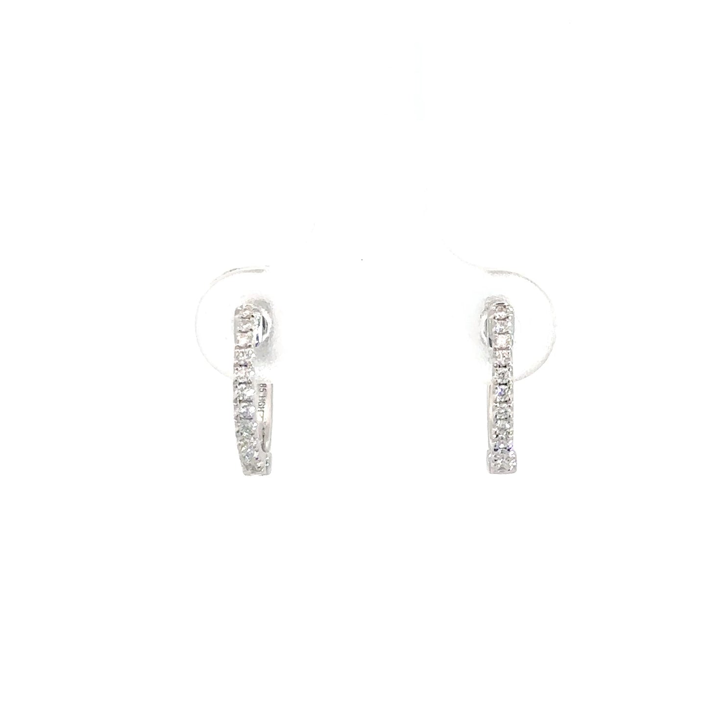 14k White Gold Diamond Hoops 1/8cttw