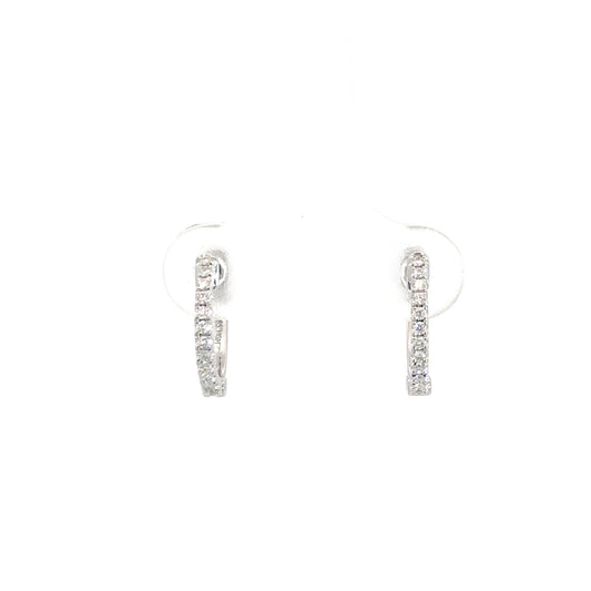 14k White Gold Diamond Hoops 1/8cttw
