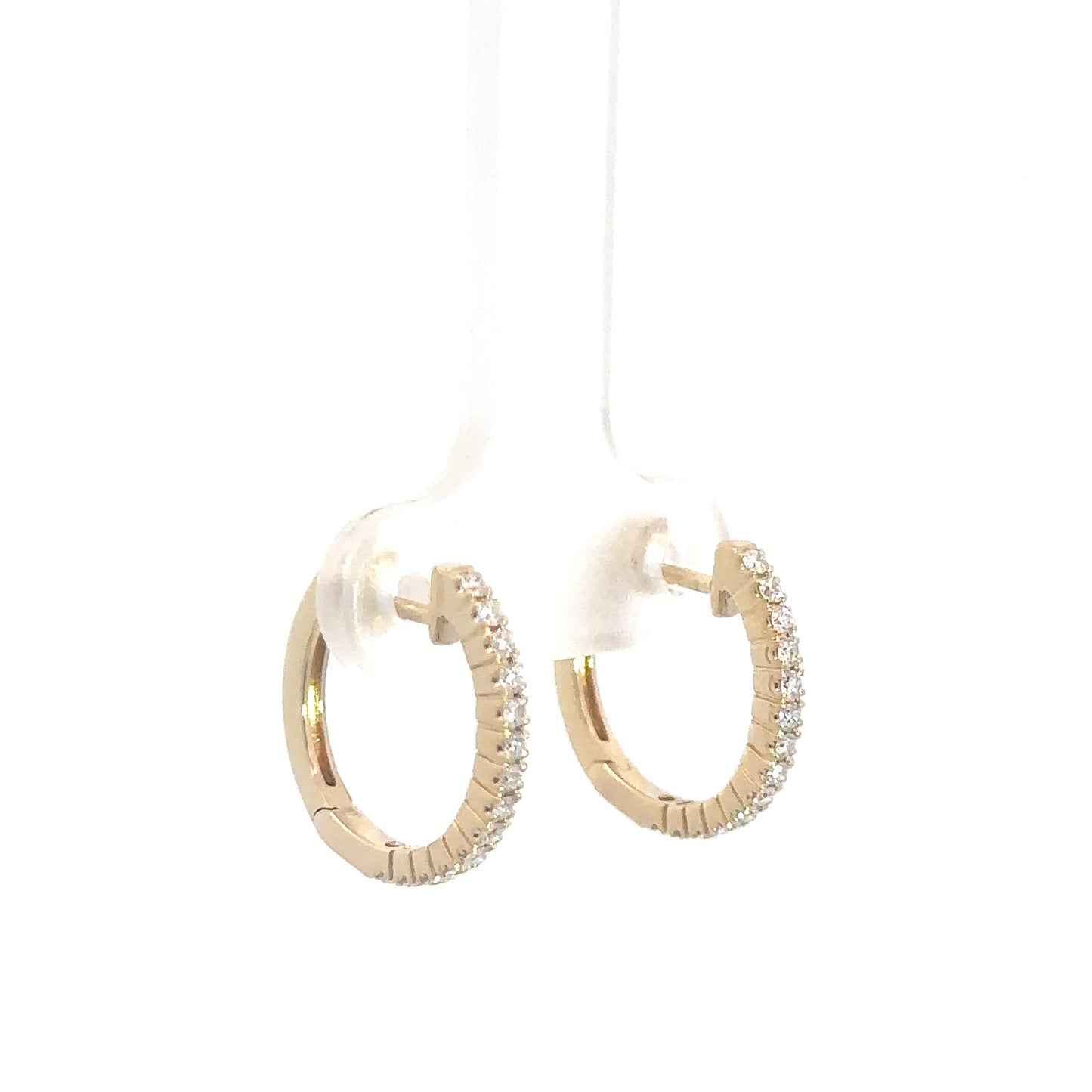 14k Yellow Gold Diamond Hoops 1/4cttw