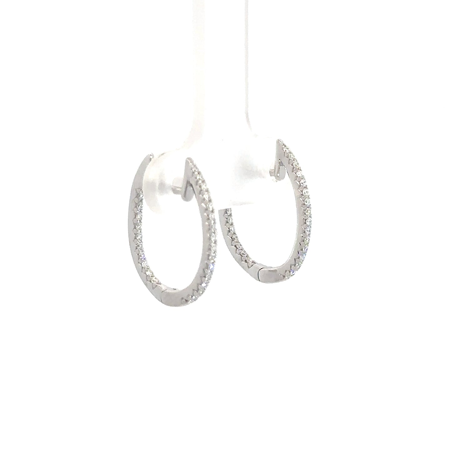 Lady's 14k White Gold Diamond In/Out Hoop Earrings 1/4cttw