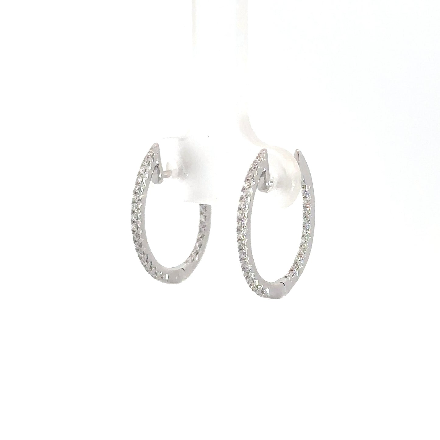 Lady's 14k White Gold Diamond In/Out Hoop Earrings 1/4cttw